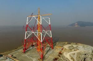浙江舟山：世界第一輸電高塔建設(shè)穩(wěn)步推進(jìn)