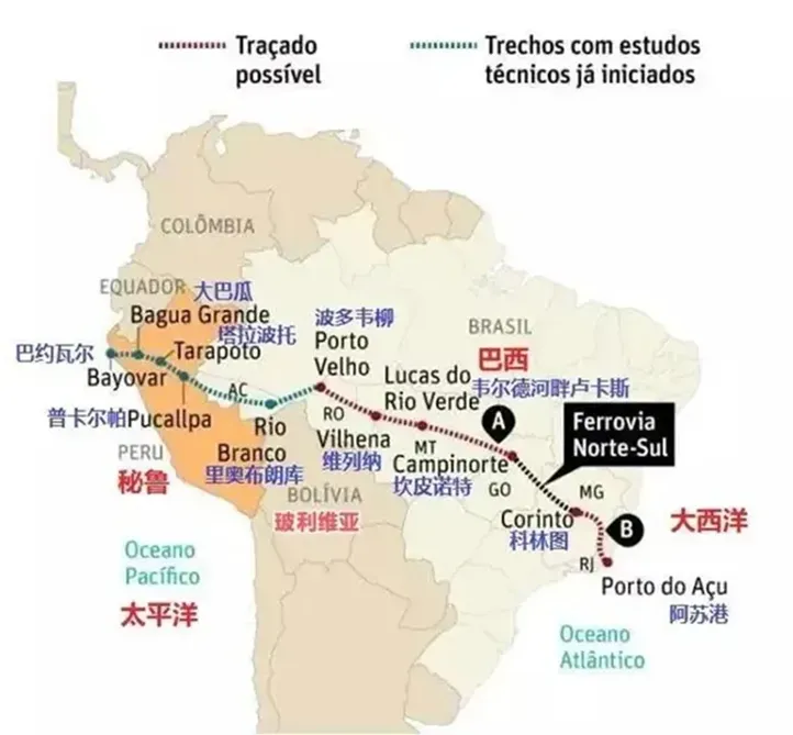 中國(guó)與巴西簽署兩洋鐵路合作諒解備忘錄，打造6500公里南美大陸橋